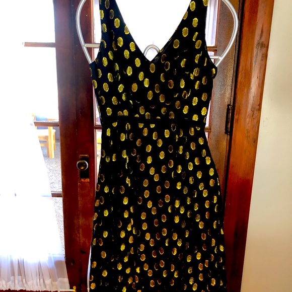 Boden Spotty Gold and Black Dress, Size 2R - Picture 3 of 3